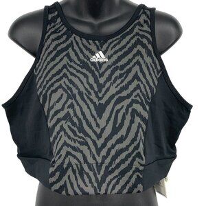 adidas Womens Zebra Crop Top  Size XL Extra Large Black Grey Athletic NWT New